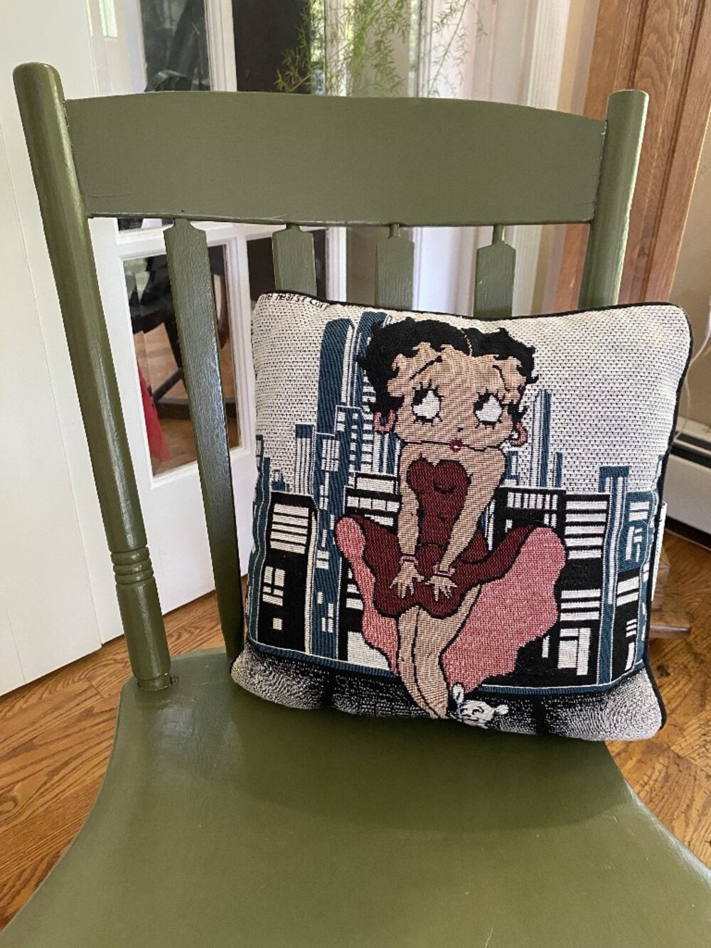 Vintage 1994 Betty Boop Woven Tapestry Throw Pillow Skyline Marilyn Dress Unused
